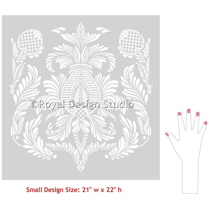 Large Isle of Palms Damask Wall Stencil – DIY Wallpaper Decor - Etsy