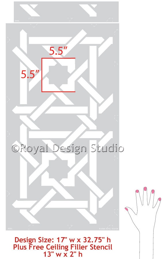 Camel Bone Weave Resuable Stencil for Painting Accent Wall or Ceiling Design Floor Pattern Geometric Moroccan Boho Style Decor