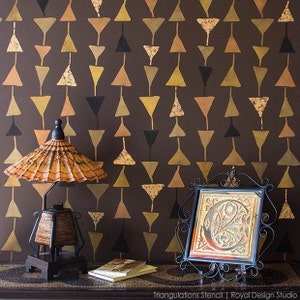 Geometric Large Triangles Wallpaper Wall Stencils Modern Tribal Retro