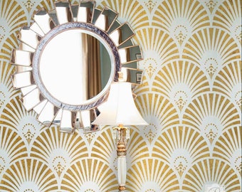 Gatsby Glam Art Deco Wall Stencil | Reusable Retro Wallpaper Pattern
