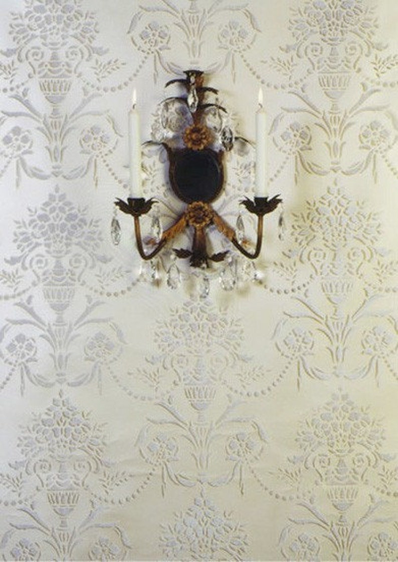 Floral Damask Wall Stencil – Vase and Pearls, DIY Home Decor - Etsy