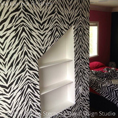 Zebra Stripes Animal Print Wall Stencil Pattern for Painting Large Wall ...