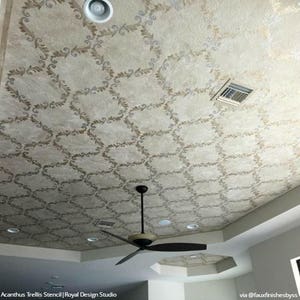 Large Trellis Pattern Wall Stencil Decorate a DIY Wall Mural Design with Classic Damask Wallpaper Look image 6