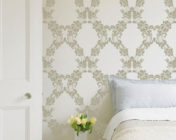 Floral Trellis Wallpaper Wall Stencil Paint Large Vinatge Wall