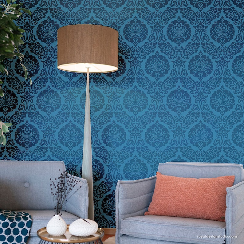 Constance Damask Stencil for Painting Feature Wall Art DIY - Etsy