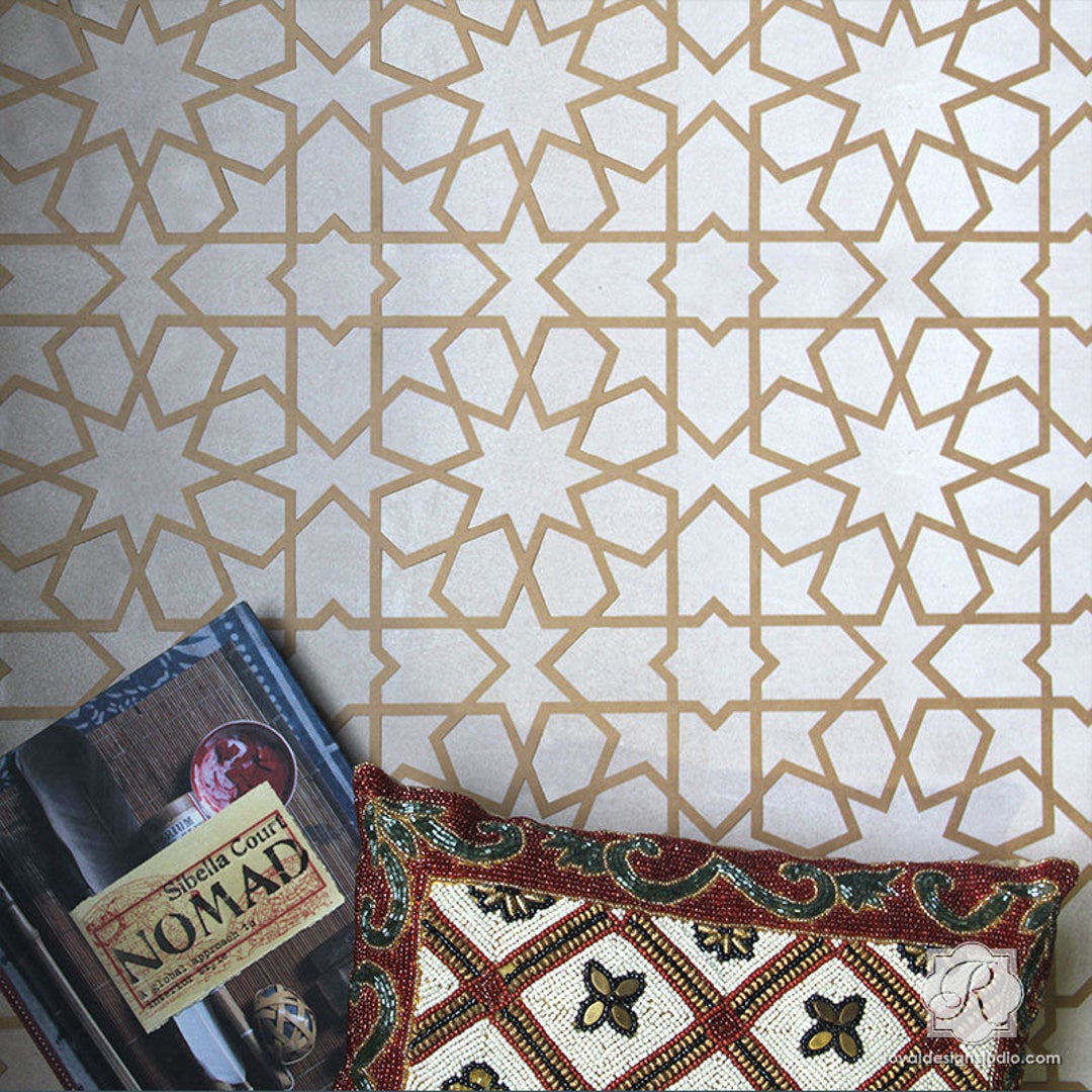 Rabat Moroccan Geometric Wall Stencil – Bohemian Tile Pattern - Etsy