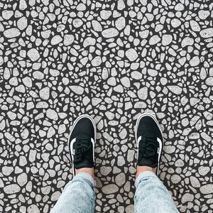 Terrazzo Stone Tile Stencil for Painting Floors - Geometric Wall Design - DIY Tiles Floor Paint Stencils | Concrete Patio Stencil