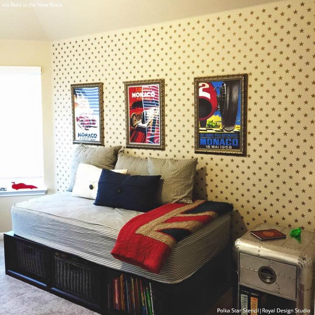 Stars Wall Stencil Modern Star Wallpaper Decal Stencils for Painting ...