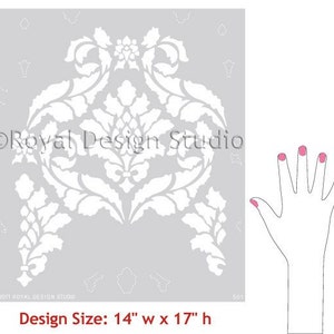 Classic Damask Wallpaper Wall Stencil Pattern Shabby Chic Farmhouse Old World European Wall Design or Painted Furniture Pattern image 2