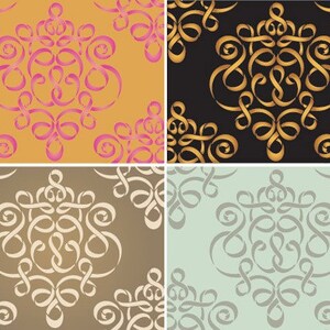 Damask Wall Stencil in Modern Ribbon Style for DIY Wallpaper Look - Etsy