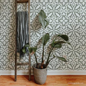 Island Dreams Tile Allover Wall Stencil - Large Stencils - Boho Tiles Stencil - Geometric Tile Floor - Bohemian Stencils for DIY Decor