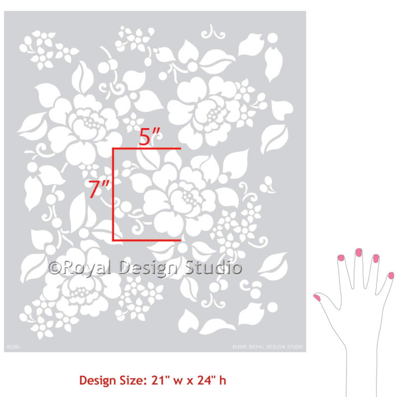 Rose Flower Wall Stencil for Decorating a Feature Wall With a Etsy
