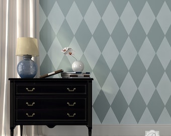 Large Harlequin Wall Stencil - Diamond Geometric Pattern