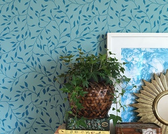 Wisteria Flower & Vine Wall Stencil - Designer Bonnie Christine Custom Wallpaper Design for Wall Painting