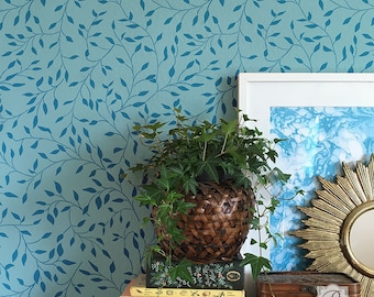 Wisteria Flower & Vine Wall Stencil - Designer Bonnie Christine Custom Wallpaper Design for Wall Painting