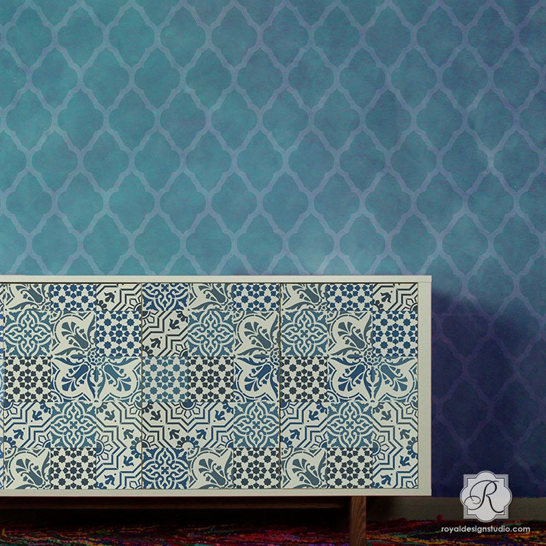 Spanish Tile Stencils Set Painted Old World European Tiles Etsy UK