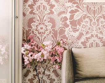 Large Damask Wall Stencil – Lisabetta Classic Wallpaper Pattern