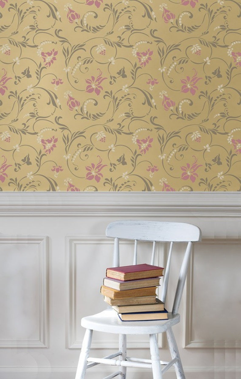 Floral & Vine Wallpaper Wall Stencil for DIY Wall Decor - Etsy