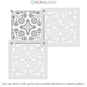 Country Floral Tile Stencil Floor Stencil Floral Wall Stencil Decor Home Boho Ceramic Floor Stencil DIY Home Makeover image 9