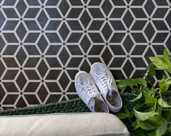 Tessellated Tile Stencil for Painting Floors - Decorative Concrete Floor Stencils - Modern Wall Design Stencils - Geometric Tile Stickers