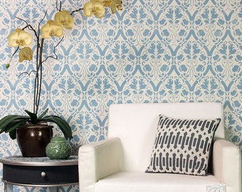 Large Entwined Trellis Wallpaper Wall Stencil - Decorative Wall Pattern for Classic Interior Style