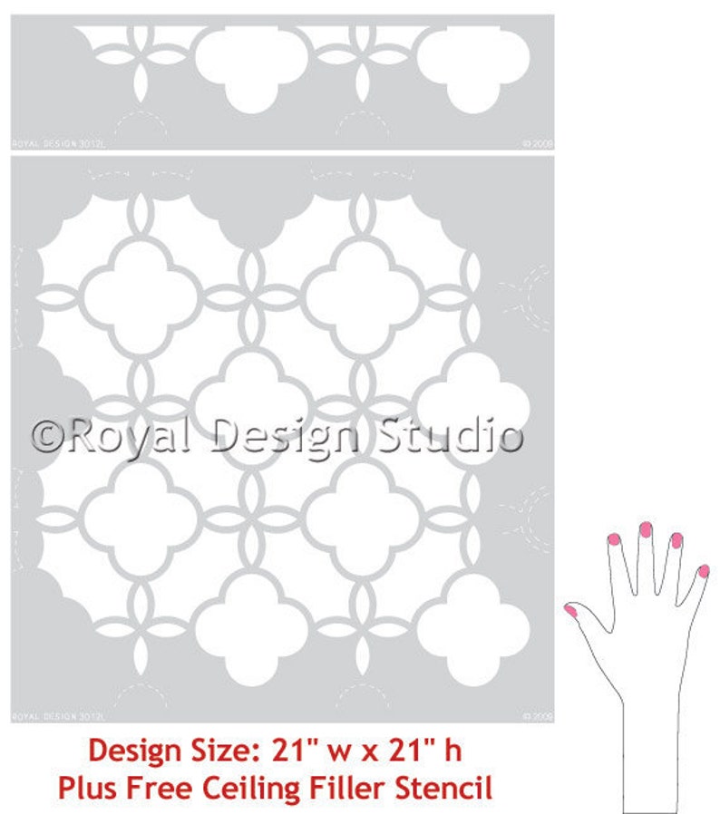 Large Lattice Wall Stencil Design Painted Decorative Wall Pattern Eastern, Asian, Moroccan, Fretwork Grille DIY Wallpaper image 2