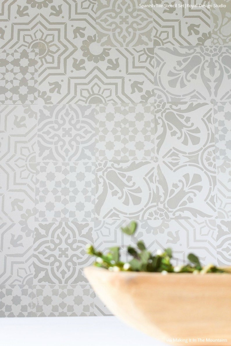 Spanish Tile Stencils Set Painted Old World European Tiles Etsy