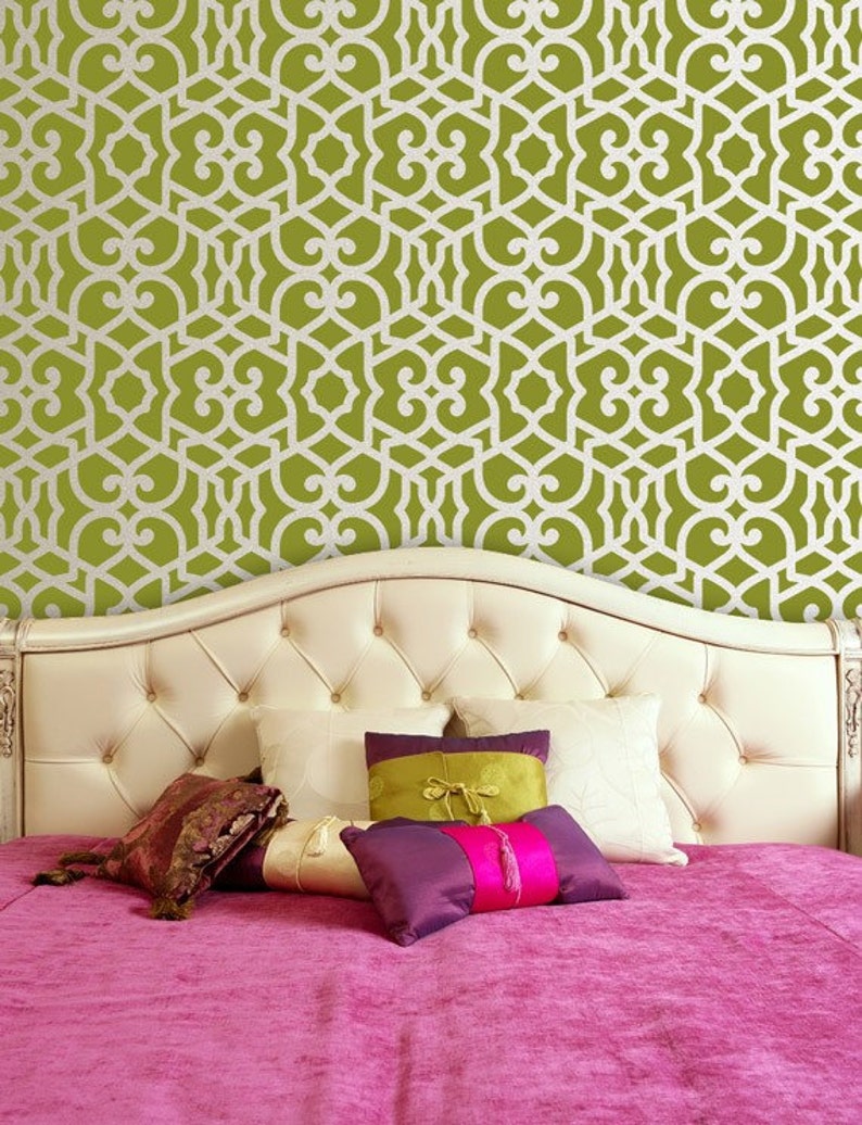 Large Trellis Pattern Wall Stencil Designer Wallpaper Painting Modern Moroccan Wall Design Reusable Stencil image 4