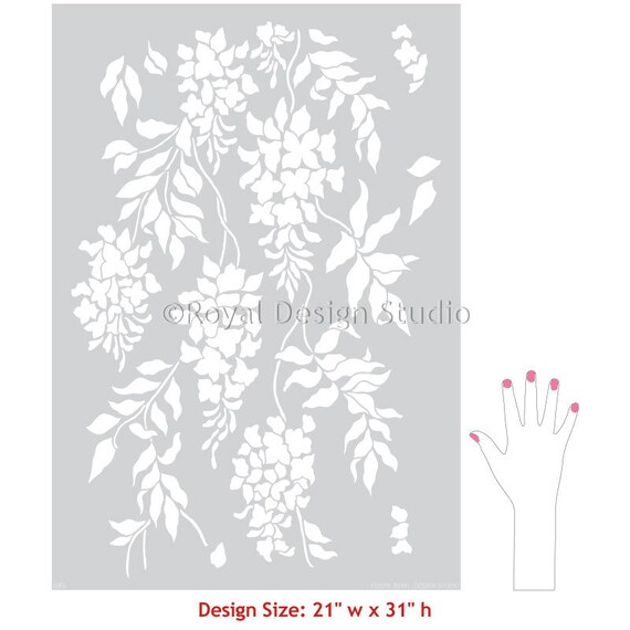 Wisteria Vine Floral Wall Stencil Wallpaper Stencil - Etsy
