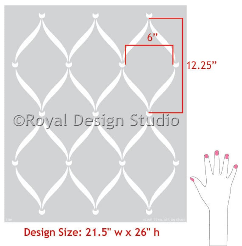 Ribbon Lattice Trellis Wallpaper Wall Stencil Pattern Painting Large Classic Wall Designs for Bedroom, Living Room, Nursery Mural image 2