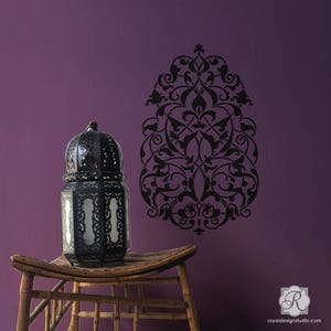 Large Medallion Wall Art Stencil - Moroccan, Middle Eastern, Asian, Indian Motif Wall Decal for DIY Decorating