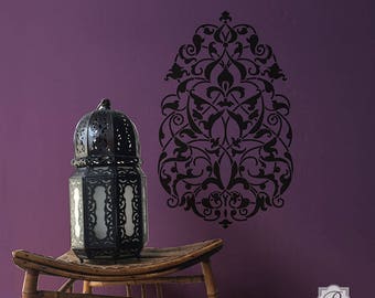 Large Medallion Wall Art Stencil - Moroccan, Middle Eastern, Asian, Indian Motif Wall Decal for DIY Decorating