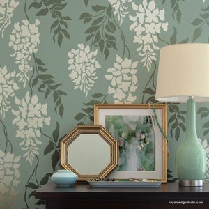 Wisteria Vine |  Floral Wall Stencil | Wallpaper Stencil | Damask Stencil | Wall Stencils for Painting | Wall Stencil