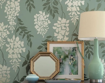 Wisteria Vine Wall Stencil | Floral Damask Pattern