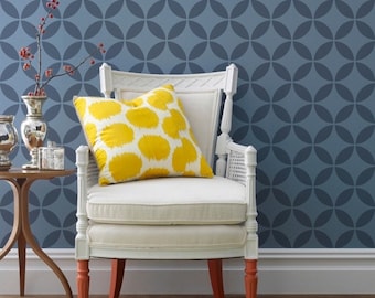 Large Geometric Circles Wall Stencil | Modern Wallpaper Design