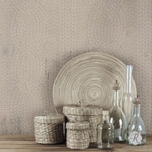 Chunky Cable Knit Furniture Stencil for Painting Woven Texture Design on Dresser, Table, Crafts