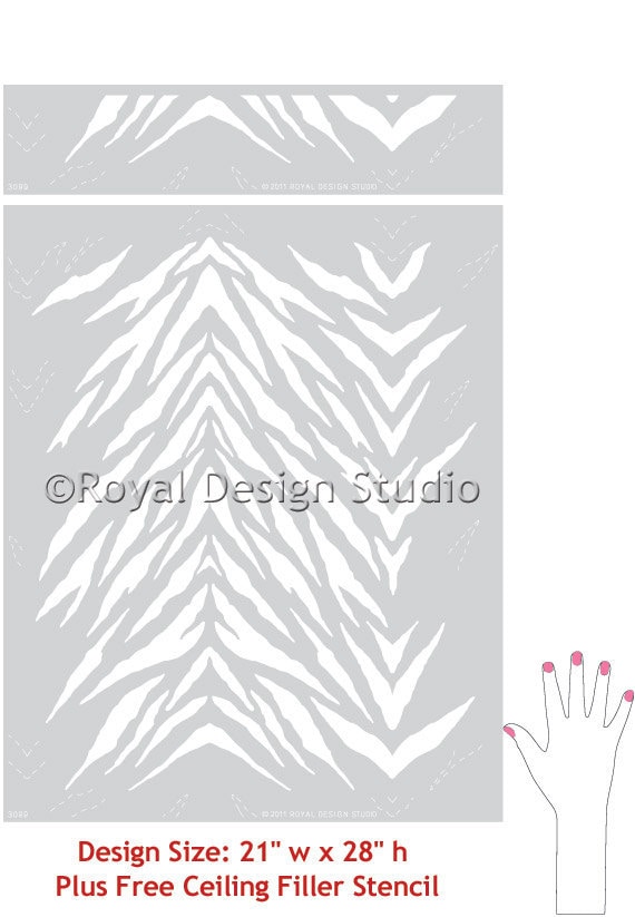 Zebra Stripes Animal Print Wall Stencil Pattern for Painting Large Wall ...