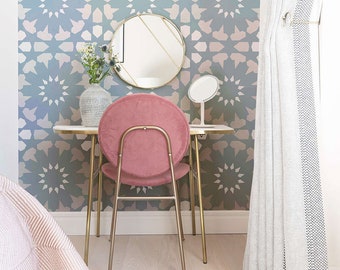 Moroccan Wall Stencil – Geometric Tile Pattern for Painting