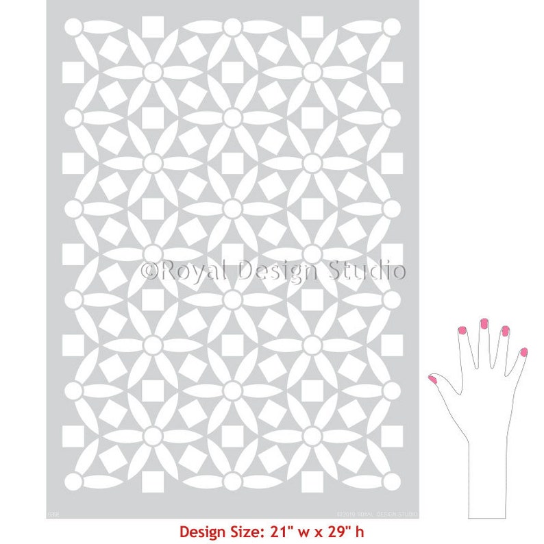Modern Stencil Geometric Wall Stencil Flower Stencils for Etsy