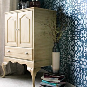 Modern Moroccan Lace Wall Stencils Painting Decorative Wall Pattern in Dining Room or Boho Bedroom image 5