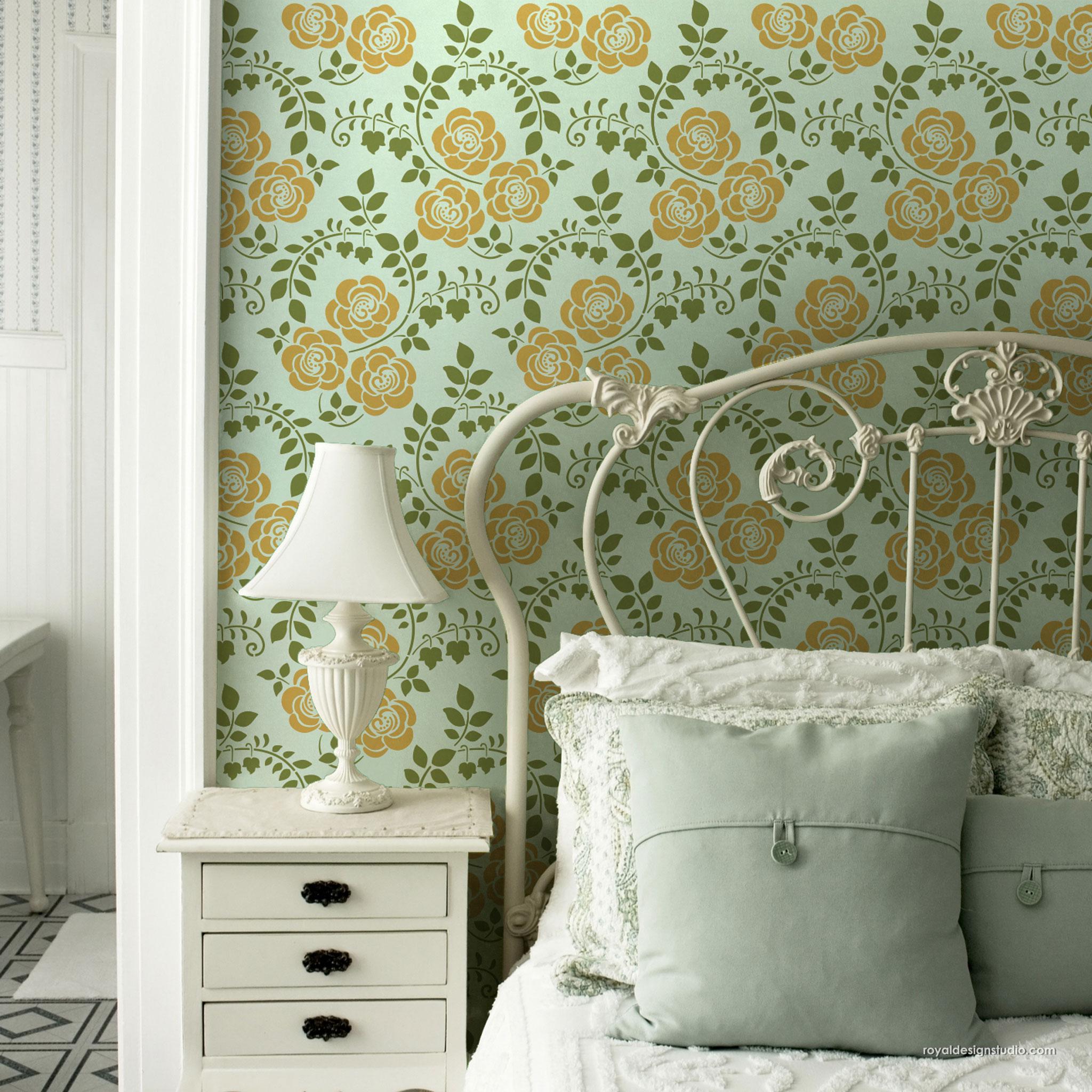 Art Nouveau Floral Wall Stencil | Belle Fleur Reusable DIY Decor - Etsy