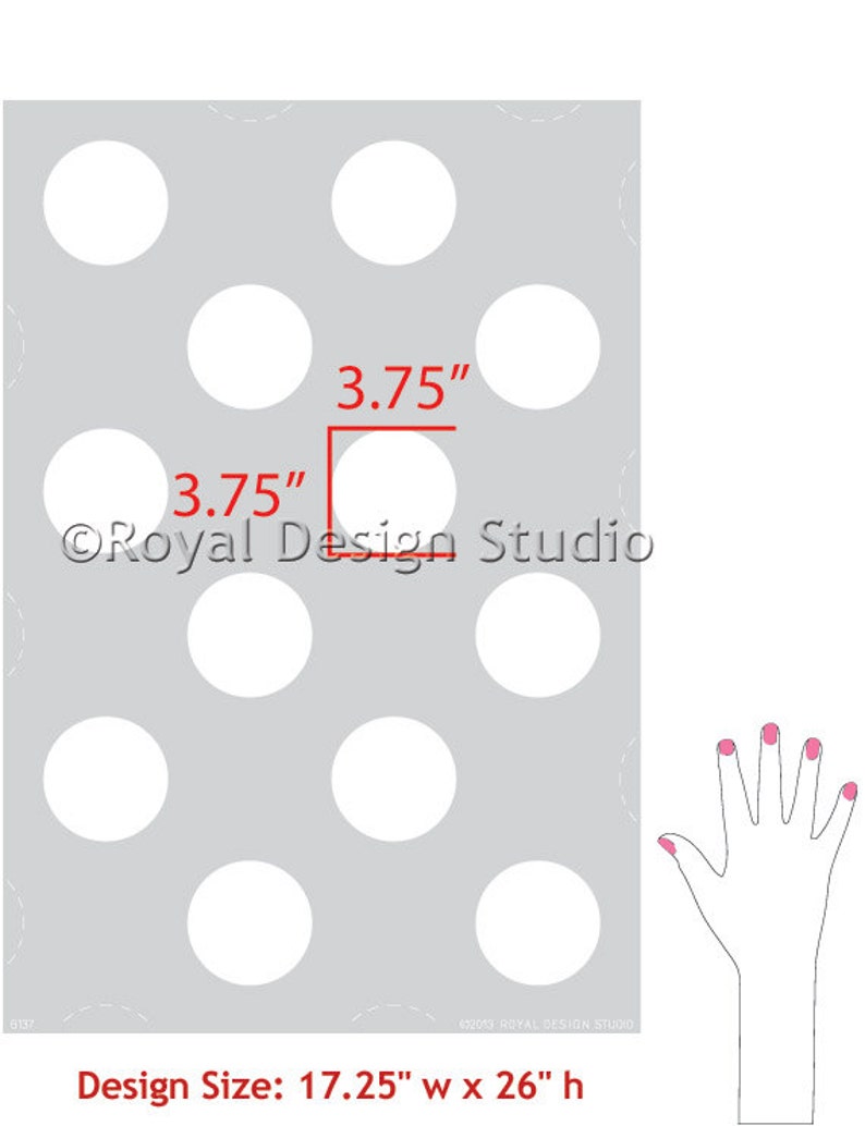 Large Polka Dot Wall Stencil Painting Decal Dots on Feature Wall in Nursery, Girls Room, Kids Room image 3