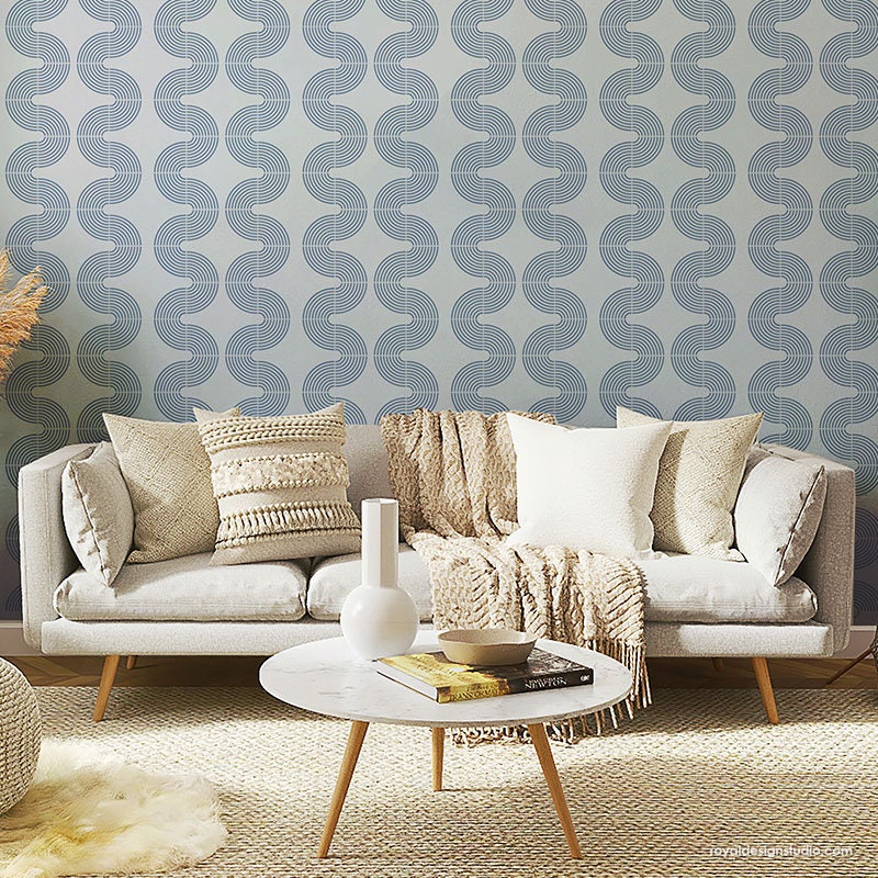 Sound Waves | Wall Stencils | Modern Wall Painting Stencils | Large Wall Painting Stencil for Painting | Feature Wall Stencil