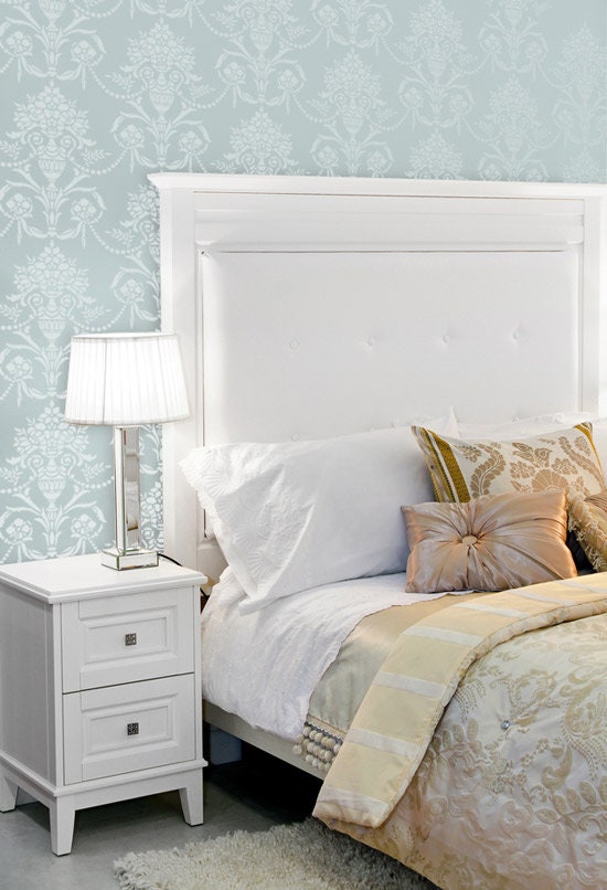 Floral Damask Wall Stencil – Vase and Pearls, DIY Home Decor - Etsy