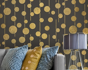 Large Geometric Circles Wall Stencils - Boho Chic and Glam Stenciled Wallpaper