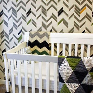 Colorful Modern Herringbone Wall Stencil Paint Your Own Custom Wallpaper Look for Nursery Decor, Kids Room, Bedroom Wall Mural image 7