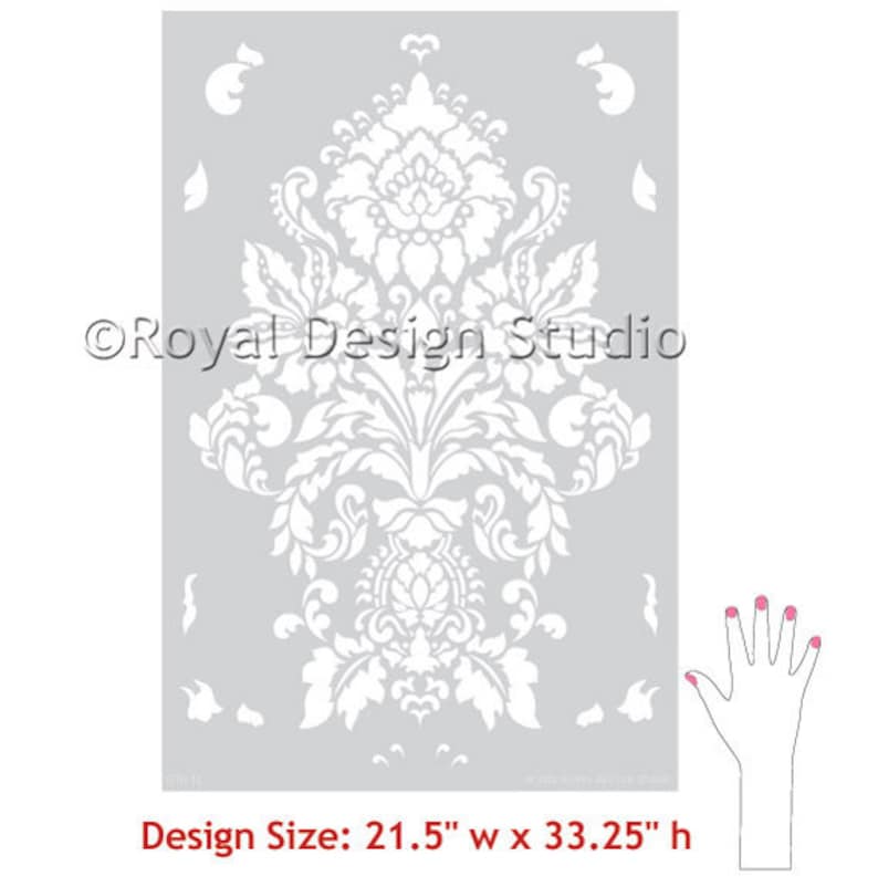 Large Damask Wallpaper Wall Stencils Custom Wall Art Classic Etsy UK