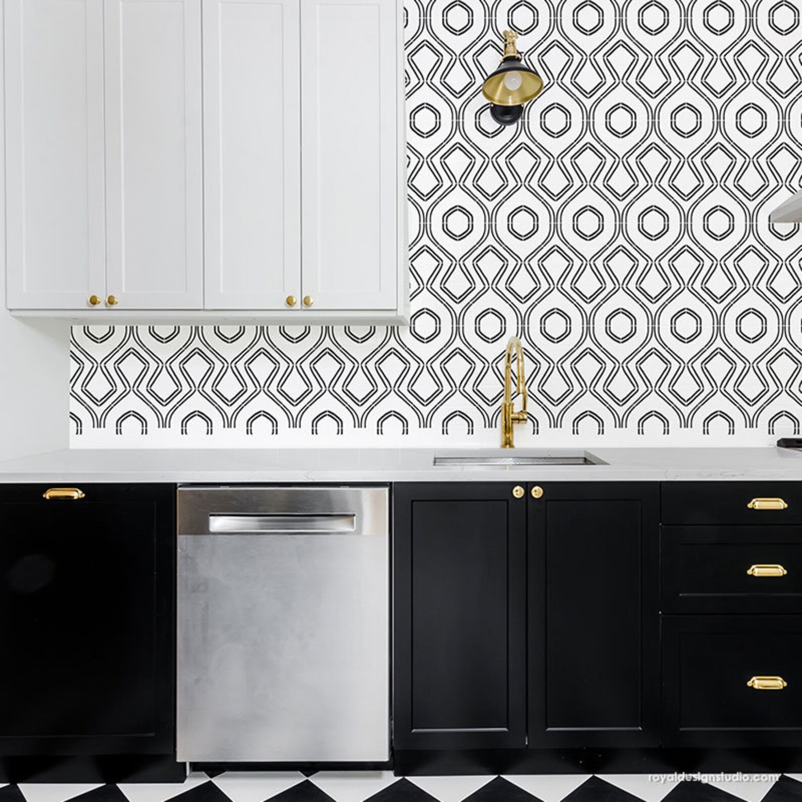 Tatum Wall Stencil Modern Geometric Wall Stencil Large Etsy