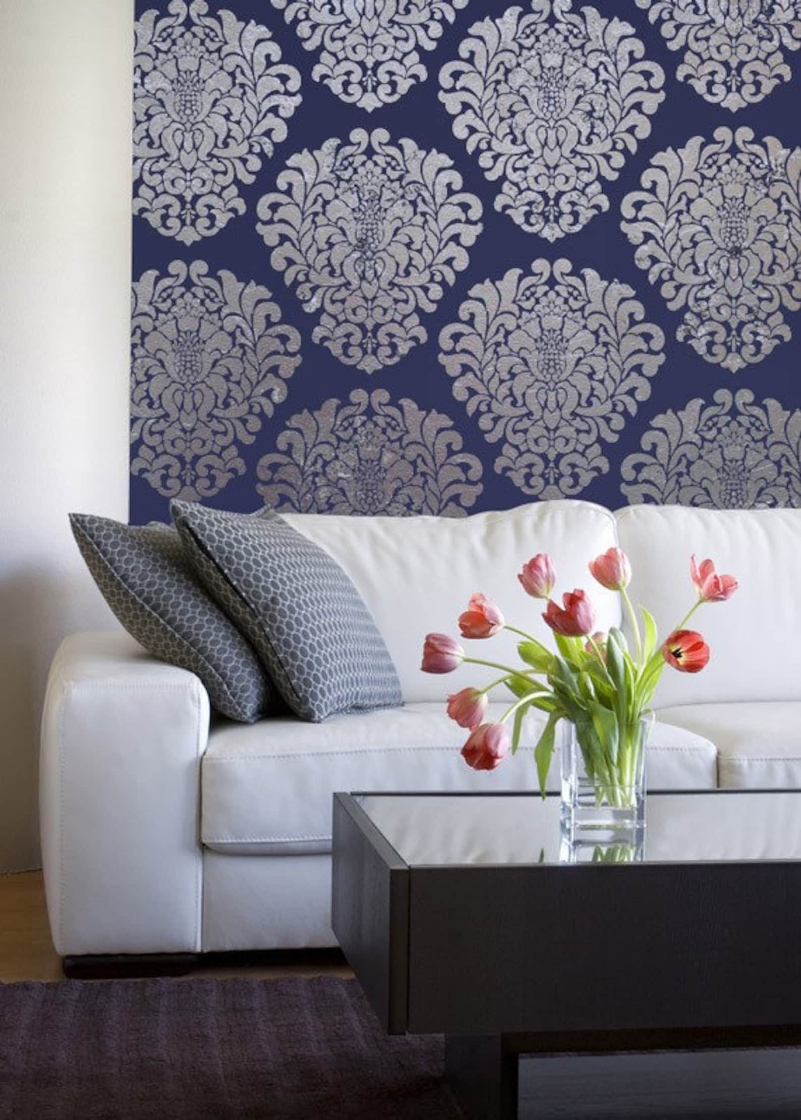 Large Damask Wall Stencil Pattern for Custom Decorating Etsy