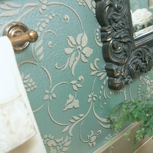 Floral & Vine Wallpaper Wall Stencil for DIY Wall Decor - Traditional Classic Flower Designs